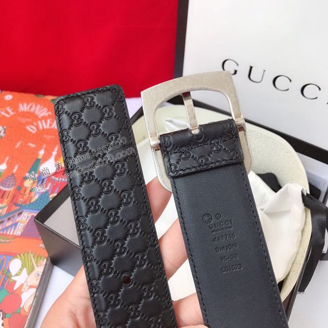 Gucci皮帶 古馳GG原廠經典版紋 Gucci牛皮腰帶 男女同款  xfp2151